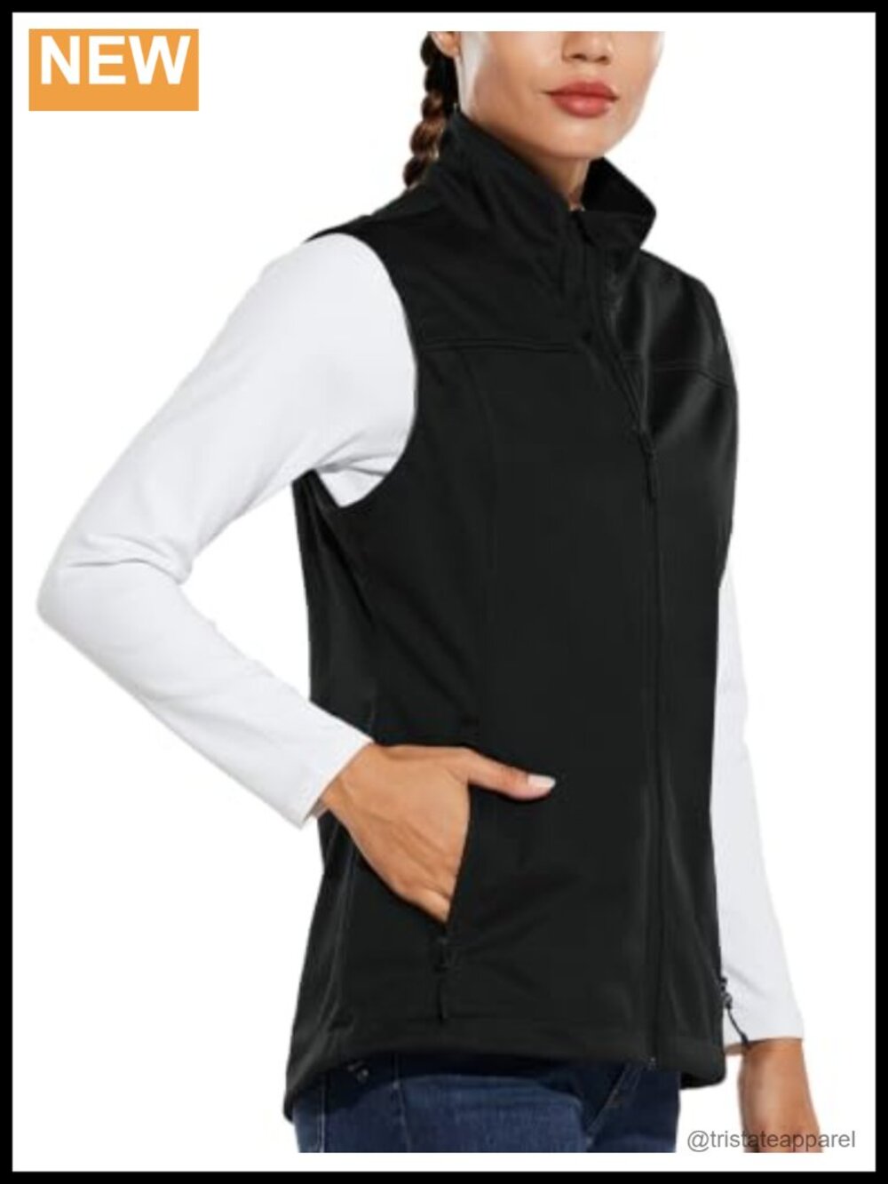 Lightweight Running Vest Sleeveless Softshell Jacket Water Resistant Zip